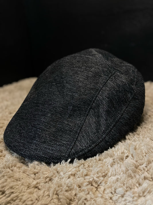 Vintage DAKS Black Linen Flat Cap Classic British Style